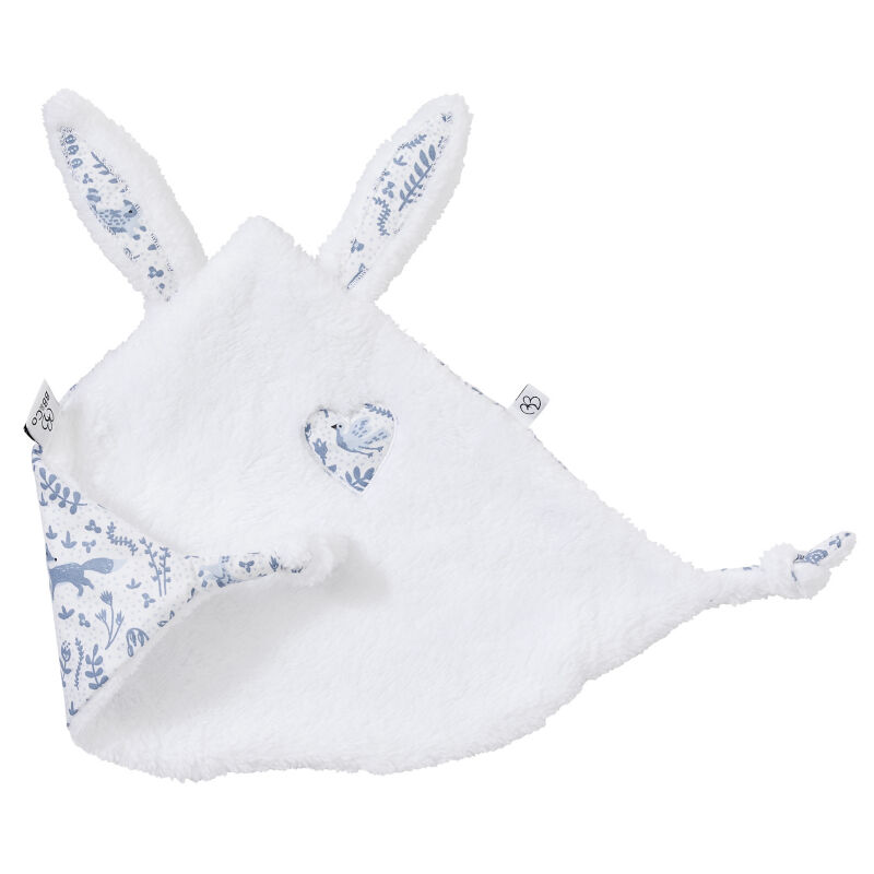 Bbco - plat lapin blanc bleu fourrure coeur 30 cm 